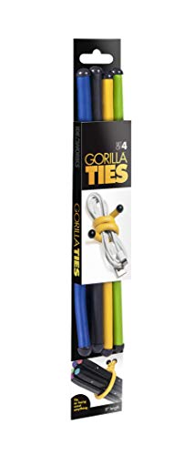 Ideaworks Gorilla Reusable Ties for Hanging Items-Rust-Free Material-for Indoor & Outdoor Use (4 18) Multi
